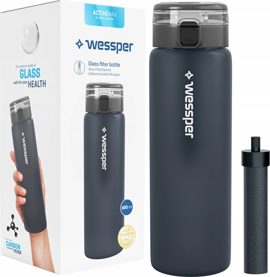 Изображение Wessper Butelka szklana na wod WESSPER ActiveMax 680ml czarna