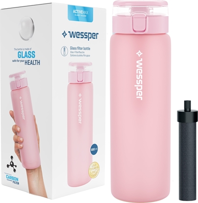 Изображение Wessper Szklana butelka ActiveMax 680ml róowa