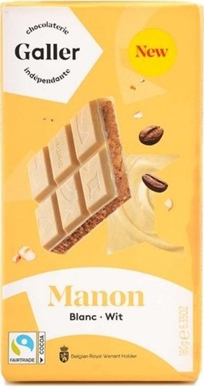 Изображение White chocolate tablet with coffee-flavoured filling and roasted nuts Galler Blanc Manon, 180 g