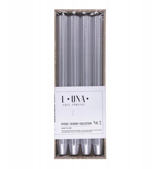 Picture of Donau Home wieca stoowa duga ryflowana DONAU HOME 25x300 mm 4 szt. srebrna