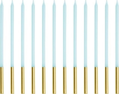 Picture of wieczki urodzinowe gadkie bkitne 14cm 12szt