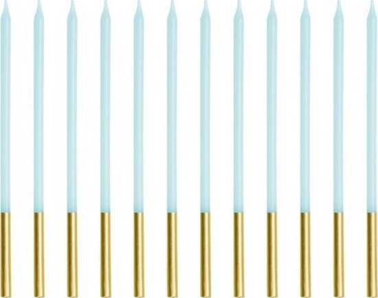 Picture of wieczki urodzinowe gadkie bkitne 14cm 12szt