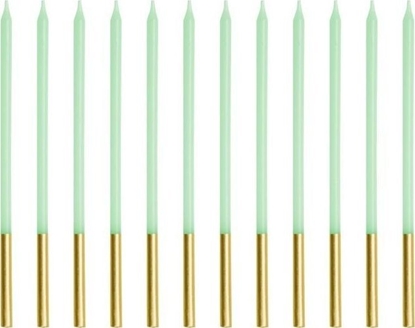 Picture of wieczki urodzinowe gadkie zielone 14cm 12szt