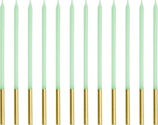 Picture of wieczki urodzinowe gadkie zielone 14cm 12szt