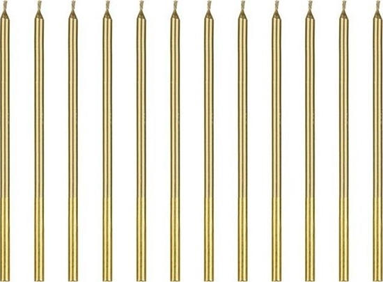 Picture of wieczki urodzinowe gadkie zote 14cm 12szt