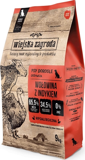 Picture of Wiejska Zagroda Karma sucha dla psa Woowina z indykiem (dorosy) chrupki L 9kg