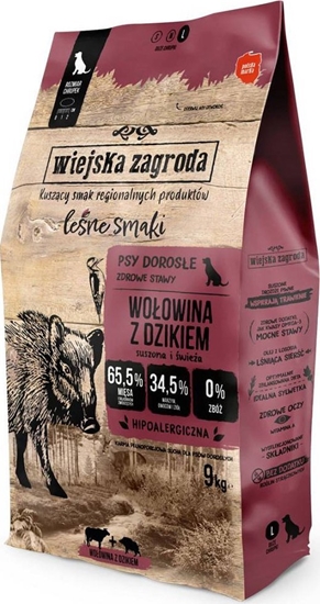 Изображение Wiejska Zagroda Lene smaki Woowina z dzikiem (dorosy) chrupki L 9kg