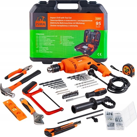 Изображение Wiertarka Isma Zestaw wiertarka udarowa 750W wierta bity walizka 95el