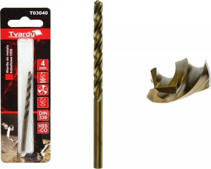 Attēls no Wierto Geko WIERTO DO METALU KOBALTOWE HSS M35 4 MM (1/80/640) T03040 GEKO