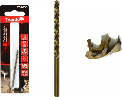 Attēls no Wierto Geko WIERTO DO METALU KOBALTOWE HSS M35 3 MM (1/80/640) T03030 GEKO