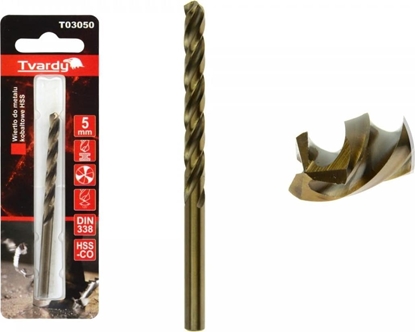 Attēls no Wierto Geko WIERTO DO METALU KOBALTOWE HSS M35 5 MM (1/80/640) T03050 GEKO