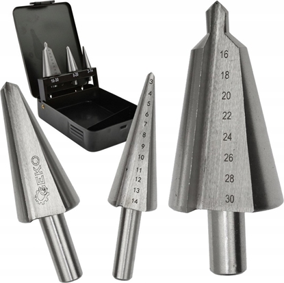 Attēls no Wierto Geko Zestaw wierte bezstopniowych 3szt. 3-30mm (metal skrzynka) (50)