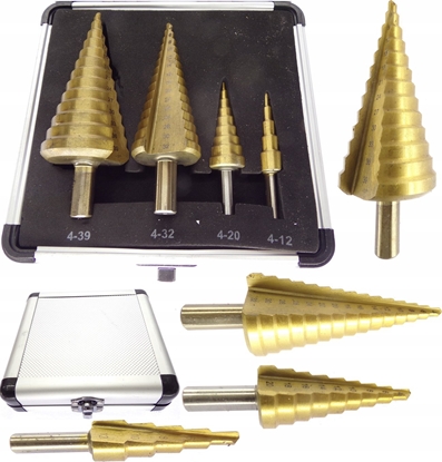 Attēls no Wierto Geko Zestaw wierte stokowych HSS TiN 4el.(4-12,4-20,4-32,4-39) Alu (20)