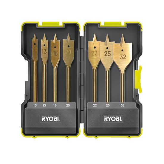 Изображение Plakanu frēžu uzgaļu komplekts kokam Ryobi RAK07SB; 10-32 m; 7 gab.