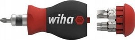 Picture of Wiha Wiha Stubby screwdriver 1/4", with bit magazine (black/red, Stubby with 7 double bits)