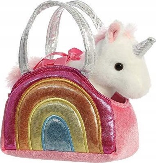Picture of Wisdom Publications,U.S. AURORA Fancy Pals Plush Unicorn in a pink bag, 17 cm