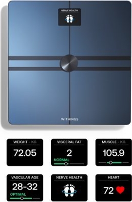 Attēls no Withings Withings Body Comp - waga z analiz masy ciaa oraz pomiarem ttna. Wyrób medyczny (black)