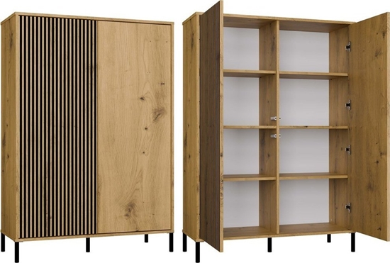 Picture of Witryna KAMARO 2DD SLIM/GADKI DB ARTISAN Lamele Front Ryflowany + Klasyczny