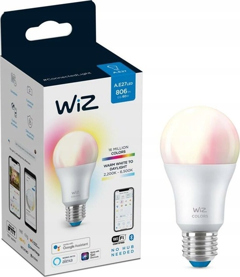 Picture of WiZ WiZ,Bulb,8,5W,2200-6500 (RGB),A60,E27,1 pcs lightsource