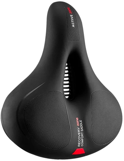 Picture of Wygodne komfortowe siodeko rowerowe z odblaskami - czarno-czerwone Wygodne komfortowe siodeko rowerowe z odblaskami - czarno-czerwone