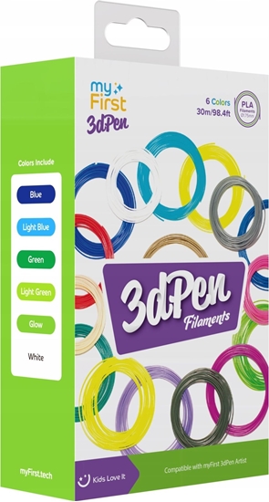 Picture of Wkady Filamenty 6x 5m Filament do Dugopis 3D PEN Artis MyFirst PLA 1.75mm / Chodne kolory / FP8001AC-CC01