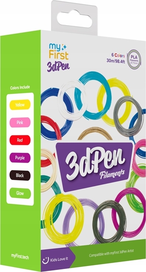 Picture of Wkady Filamenty 6x 5m Filament do Dugopis 3D PEN Artis MyFirst PLA 1.75mm / Ciepe kolory / FP8001AC-WC01