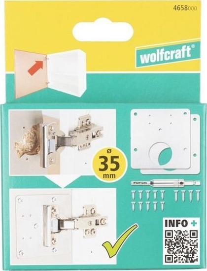 Изображение Wolfcraft ZESTAW NAPRAWCZY DO ZAWIASÓW PUSZKOWYCH,PO STRONIE DRZWICZEK (1 KPL)