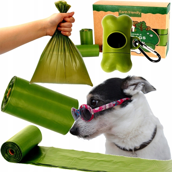 Picture of Woreczki na psie odchody 300 sztuk 20 rolek zielone + etui
