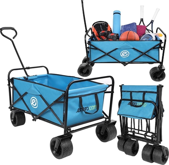Picture of WÓZEK TURYSTYCZNO PLAOWY DELUXE SKADANY 66x48x90CM Z UCHWYTEM NIEBIESKI