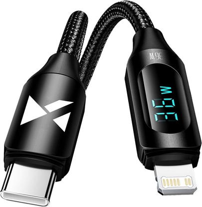 Picture of Wozinsky Kabel przewód do iPhone USB-C - Lightning z wywietlaczem LED 36W 1m czarny Kabel przewód do iPhone USB-C - Lightning z wywietlaczem LED 36W 1m czarny