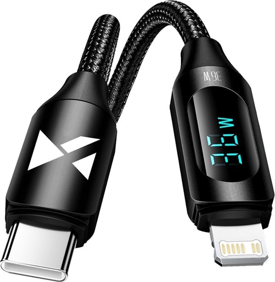 Picture of Wozinsky Kabel przewód do iPhone USB-C - Lightning z wywietlaczem LED 36W 2m czarny Kabel przewód do iPhone USB-C - Lightning z wywietlaczem LED 36W 2m czarny