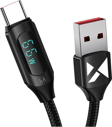 Picture of Wozinsky Kabel przewód USB-A - USB-C z wywietlaczem LED 66W 6A 2m czarny Kabel przewód USB-A - USB-C z wywietlaczem LED 66W 6A 2m czarny
