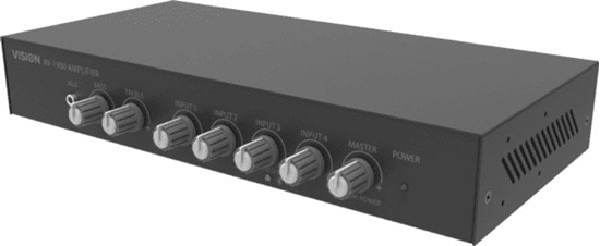 Picture of Wzmacniacz suchawkowy Vision VISION Professioneller digitaler Audio-Mixer-Verstarker - 30 JAHRE GARANTIE - 2 x 50 W (RMS @ 8 Ohm) - RS-232 - Bluetooth (umbenennbare, festlegbare PIN) - 4 x Eingange, jeder entweder Hochpegel oder Mikrofon (symmetrisch mit
