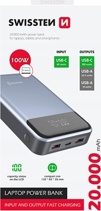 Picture of Zasilacz do laptopa Sourcing Swissten Power Bank External charging battery for computer 20,000 mAh 100W