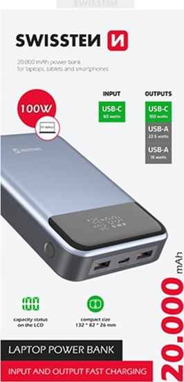 Picture of Zasilacz do laptopa Sourcing Swissten Power Bank External charging battery for computer 20,000 mAh 100W