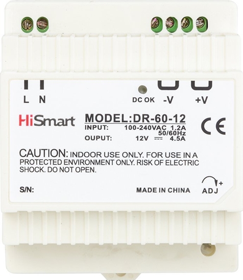 Picture of Zasilacz Hismart Maitinimo altinis 12V, 4.5A, 60W, DIN