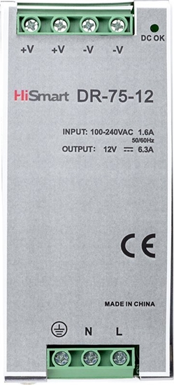 Picture of Zasilacz Hismart Maitinimo altinis 12V, 6.3A, 75W, DIN