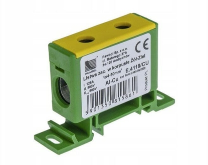 Attēls no Zczka szynowa 1-torowa 1x2,5-35 AL/CU Pawbol óto-zielona E.4146/CU