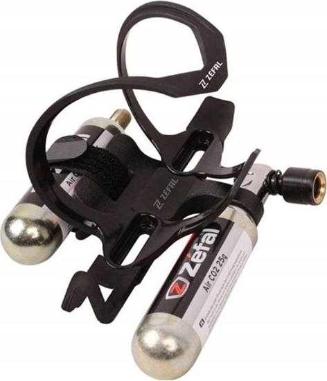 Picture of Zefal ZÉFAL Bottle cage Pulse Z2i Co2 Kit Black Composite, Strap: Nylon w. silicone. Incl. EZ Big Shot inflation & 2x25 g.