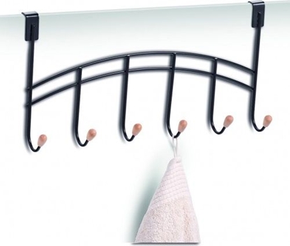 Изображение Zeller Wieszak z 6 haczyków metalowych / drewno, czarny