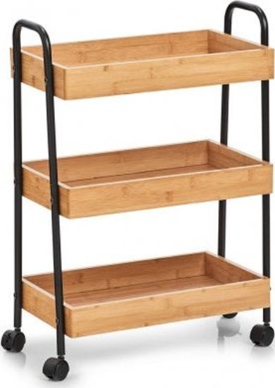 Изображение Zeller Wózek boczny, bambus / metal, czarny, 50x28x70 cm