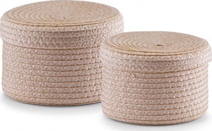 Изображение Zeller Zeller, Zestaw 2 okrgych koszyczków z nakrywk, kol. naturalny