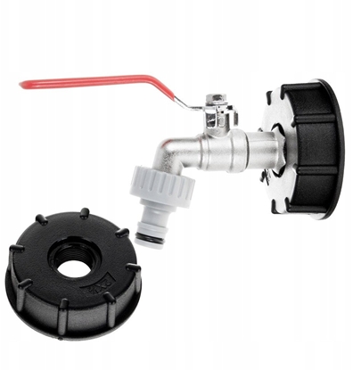 Attēls no Zestaw  IBC nakrtka S60x6 + kran 1/2" z wyjciem na GZ 3/4" + nypel do szybkozcza  mauser (40)