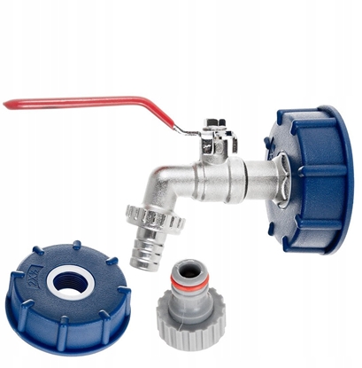 Attēls no Zestaw  IBC nakrtka S60x6 + kran 1/2" z wyjciem na GZ 3/4" + wtyk na w 1/2" + nypel do szybkozcza  mauser (40)