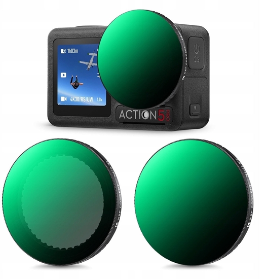 Изображение Zestaw 2x Filtr Szary Regulowany Nd2-32 + Nd32-512 Dji Osmo Action 3 4 5 Pro / Sku.2359
