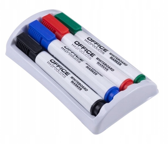 Picture of Zestaw 4 markerów z gbk magnetyczn OFFICE PRODUCTS, do tablic suchocieralnych, mix kolorów