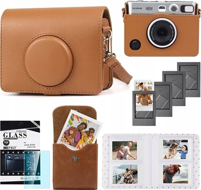 Picture of Zestaw 5w1 Futera + Szko + Album 64x + Etui Zdjcia + Ramki Do Fuji Instax Mini Evo / Brzowy