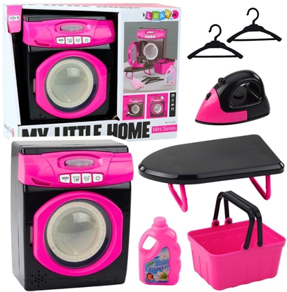Picture of Zestaw AGD Pralka Interaktywna Dwiki Akcesoria Czarno Róowa LEAN Toys
