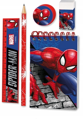 Attēls no Zestaw Akcesoriów Szkolnych Spider-man Spiderman Notes Oówek Linijka Gumka / Sp50017