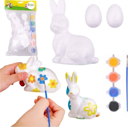 Attēls no Zestaw Do Malowania Styropianowych Ozdób Zajc 2 Jajka Farby LEAN TOYS